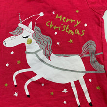 Load image into Gallery viewer, Girls Dymples, pink cotton Christmas unicorn t-shirt / top, EUC, size 00,  