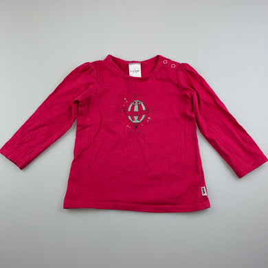 Girls Target, pink cotton long sleeve t-shirt / top, small marks left arm, FUC, size 0,  