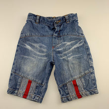 Load image into Gallery viewer, Boys Designer Kidz, blue denim long shorts, elasticated, Inside leg: 15cm, FUC, size 1,  