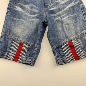 Boys Designer Kidz, blue denim long shorts, elasticated, Inside leg: 15cm, FUC, size 1,  