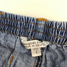 Load image into Gallery viewer, Boys Designer Kidz, blue denim long shorts, elasticated, Inside leg: 15cm, FUC, size 1,  