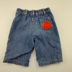 Boys Designer Kidz, blue denim long shorts, elasticated, Inside leg: 15cm, FUC, size 1,  