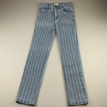 Load image into Gallery viewer, Girls Target, striped stretch denim jeans, adjustable, Inside leg: 56cm, GUC, size 8,  