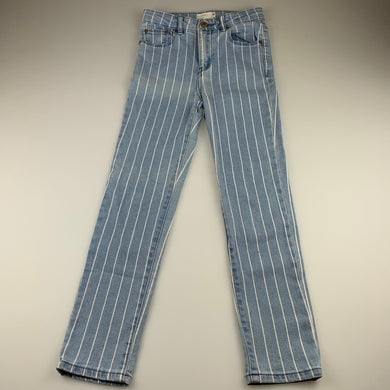 Girls Target, striped stretch denim jeans, adjustable, Inside leg: 56cm, GUC, size 8,  