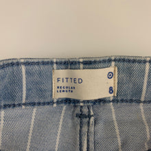 Load image into Gallery viewer, Girls Target, striped stretch denim jeans, adjustable, Inside leg: 56cm, GUC, size 8,  