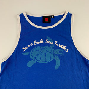 Boys Quiksilver, blue cotton singlet / tank top, turtle, GUC, size 4,  