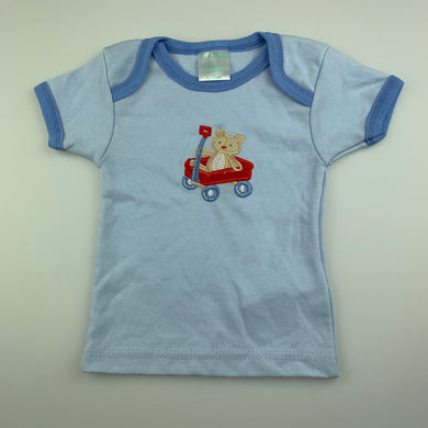 Boys Euro Baby, blue soft feel t-shirt / top, teddy, EUC, size 0,  