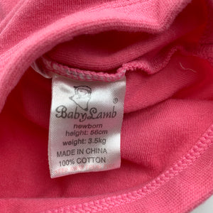 Girls Baby Lamb, pink cotton bodysuit / romper, cherries, GUC, size 0000,  