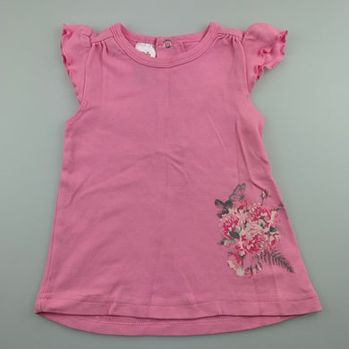 Girls Ollie's Place, pink cotton t-shirt / top, flowers, EUC, size 0,  