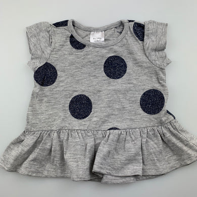 Girls Tiny Little Wonders, grey peplum t-shirt / top, EUC, size 0000,  