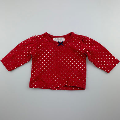 Girls Early Days, red cotton long sleeve top, EUC, size 0000,  