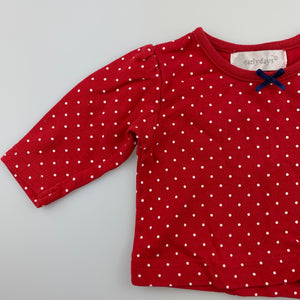 Girls Early Days, red cotton long sleeve top, EUC, size 0000,  