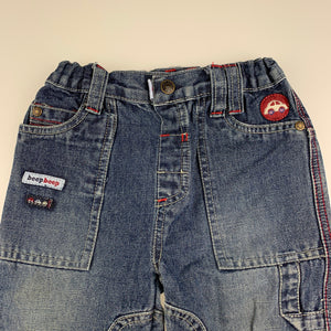 Boys Dymples, blue denim jeans, elasticated, Inside leg: 28cm, FUC, size 2,  