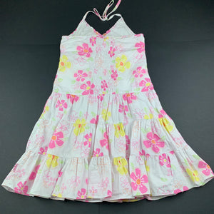 Girls Pumpkin Patch, floral cotton halter-neck dress, GUC, size 6, L: 65cm approx