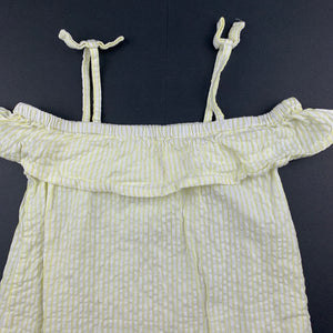 Girls H&T, yellow stripe cotton summer dress, GUC, size 3, L: 53cm approx