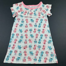Load image into Gallery viewer, Girls 123, lightweight cotton casual dress, cats, EUC, size 1, L: 44cm approx