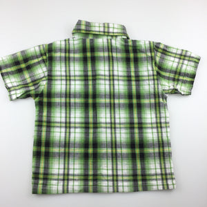 Boys Ben 10, green check cotton short sleeve shirt, GUC, size 2