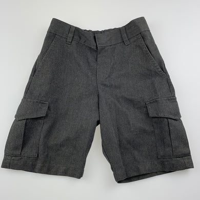 Boys M&S, grey school cargo shorts, adjustable, pilling, FUC, size 4-5,  