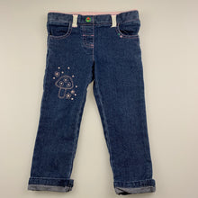 Load image into Gallery viewer, Girls Sprout, embroidered stretch denim pants, W: 54cm, Inside leg: 33cm, GUC, size 2,  