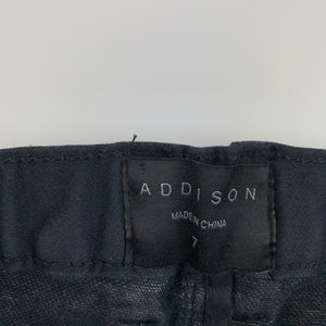 Boys Addison, dark navy stretch knit denim shorts, adjustable, EUC, size 7,  