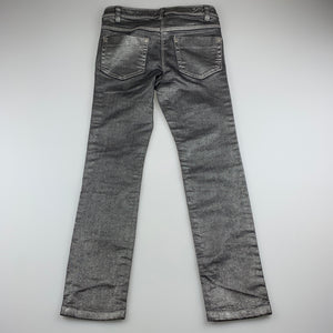 Girls Next, metallic silver casual pants, adjustable, Inside leg: 54cm, EUC, size 8,  