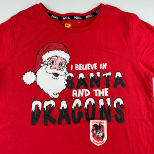 Boys NRL Official, St George Dragons Christmas cotton t-shirt / top, FUC, size 10,  