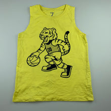 Load image into Gallery viewer, Boys Brilliant Basics, yellow cotton singlet top, tiger, GUC, size 7,  