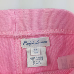 Girls Ralph Lauren, pink cotton track / sweat pants, EUC, size 6 months
