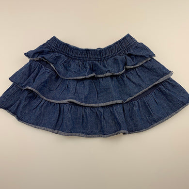 Girls Dymples, tiered denim skirt, elasticated, GUC, size 2,  