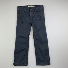 Load image into Gallery viewer, Girls H&amp;M, embroidered stretch denim pants, adjustable, inside leg: 33.5 cm, GUC, size 2,  