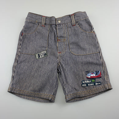Boys Baby Baby, navy stripe shorts, elasticated, GUC, size 0,  