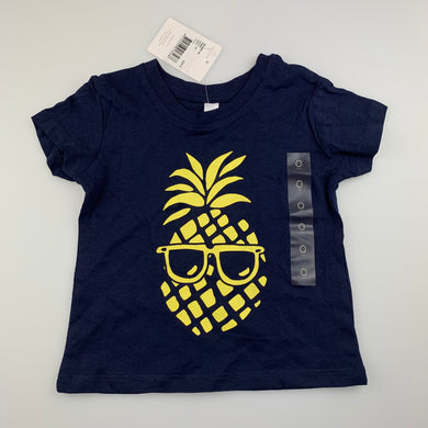 Boys Dymples, navy cotton t-shirt / top, pineapple, NEW, size 0,  