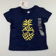 Load image into Gallery viewer, Boys Dymples, navy cotton t-shirt / top, pineapple, NEW, size 00,  