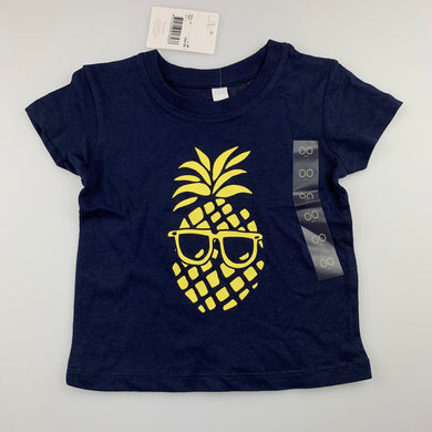 Boys Dymples, navy cotton t-shirt / top, pineapple, NEW, size 00,  