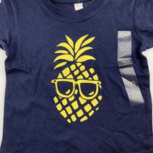 Load image into Gallery viewer, Boys Dymples, navy cotton t-shirt / top, pineapple, NEW, size 00,  