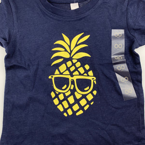 Boys Dymples, navy cotton t-shirt / top, pineapple, NEW, size 00,  