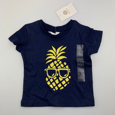 Boys Dymples, navy cotton t-shirt / top, pineapple, NEW, size 000,  