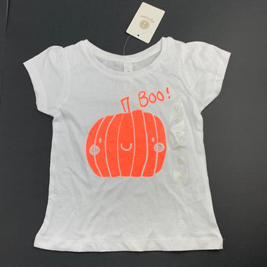 Girls Dymples, white cotton t-shirt / top, pumpkin, NEW, size 0,  