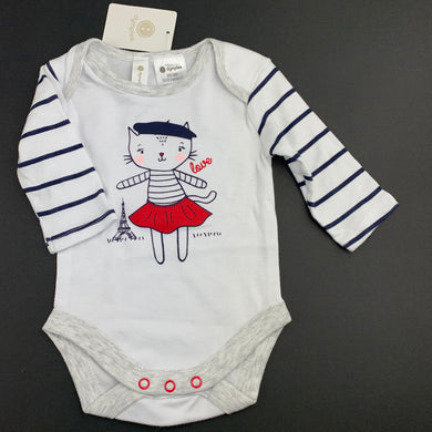 Girls Dymples, cotton bodysuit / romper, cat, NEW, size 000,  