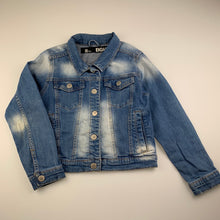 Load image into Gallery viewer, unisex Cotton On, blue stretch denim jacket, poppers, GUC, size 8,  