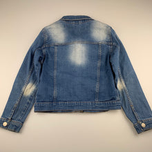 Load image into Gallery viewer, unisex Cotton On, blue stretch denim jacket, poppers, GUC, size 8,  