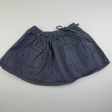 Girls Cotton On, blue and white cotton skirt, elasticated, GUC, size 1,  