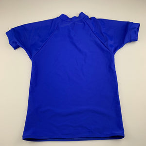 Girls KEMA, blue short sleeve rashie swim top, EUC, size 8,  