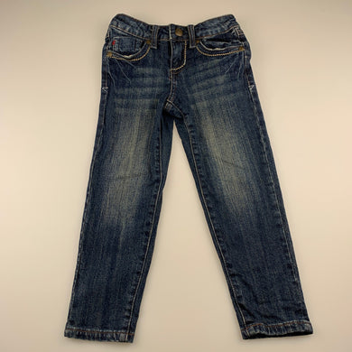 Girls Seven, blue stretch denim jeans, adjustable, inside leg: 42 cm, FUC, size 4,  