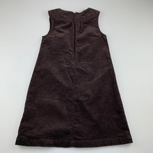Load image into Gallery viewer, Girls Esprit, brown stretch corduroy dress, embroidered, EUC, size 5, L: 61 cm