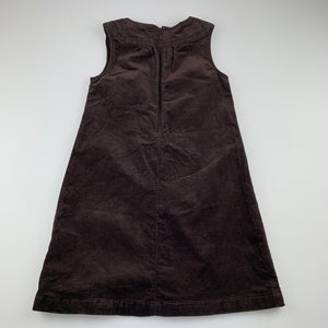 Girls Esprit, brown stretch corduroy dress, embroidered, EUC, size 5, L: 61 cm