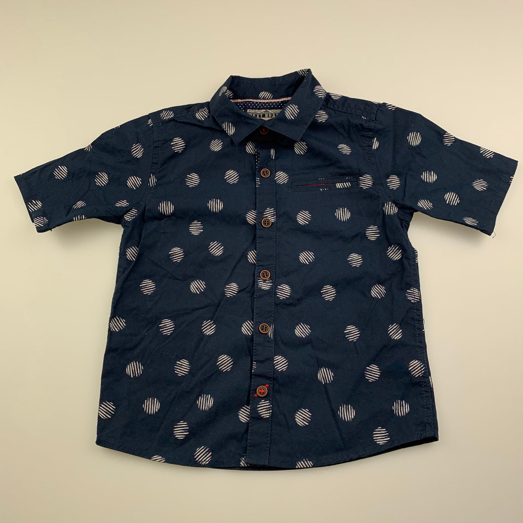 Boys Next, navy lightweight cotton short-sleeved shirt, EUC, size 1-2,  