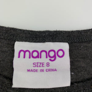 Girls Mango, grey t-shirt top, lace trim, GUC, size 8,  