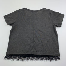 Load image into Gallery viewer, Girls Mango, grey t-shirt top, lace trim, GUC, size 8,  