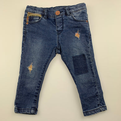 Girls Zara, distressed stretch denim jeans, adjustable, EUC, size 0,  